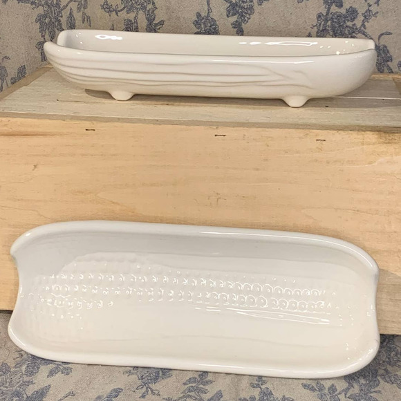 Set of 2 Pfaltzgraff 46 Ceramic Footed Corn Holders - Picture 2 of 5